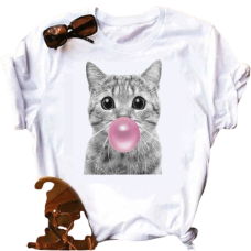 Camiseta Baby Look Gatinho Chiclé  REF: KAM003