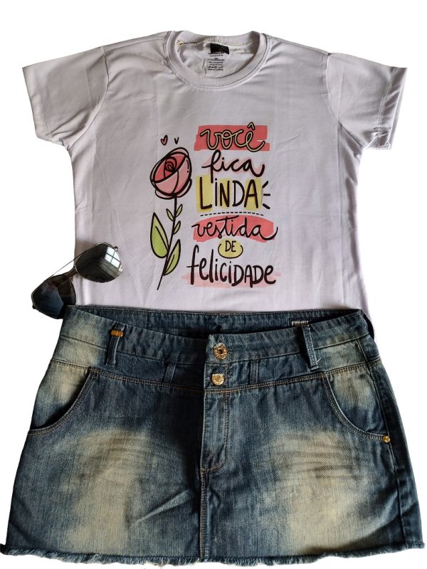Camiseta T-Shirt Se Vista de Felicidade  REF : KAM014 - Image 2